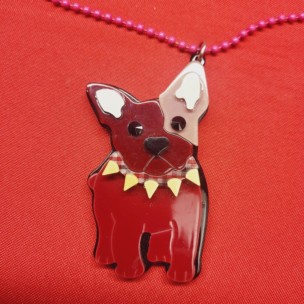 French Phenolic Bulldog Dog Necklace
